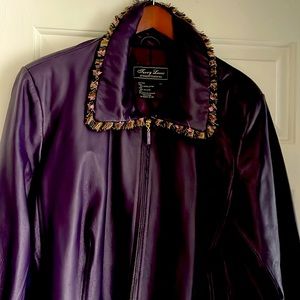 NWT Ladies Terry Lewis Purple Luxurious Leather Jacket with fringe SZ 2x